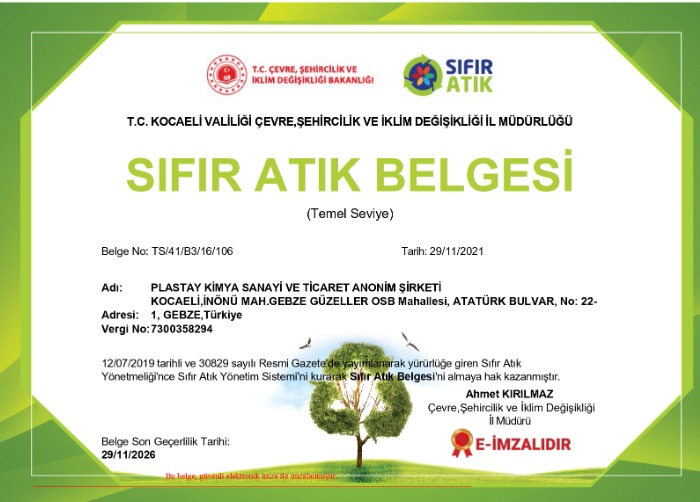 Sıfır Atık Belgesi
