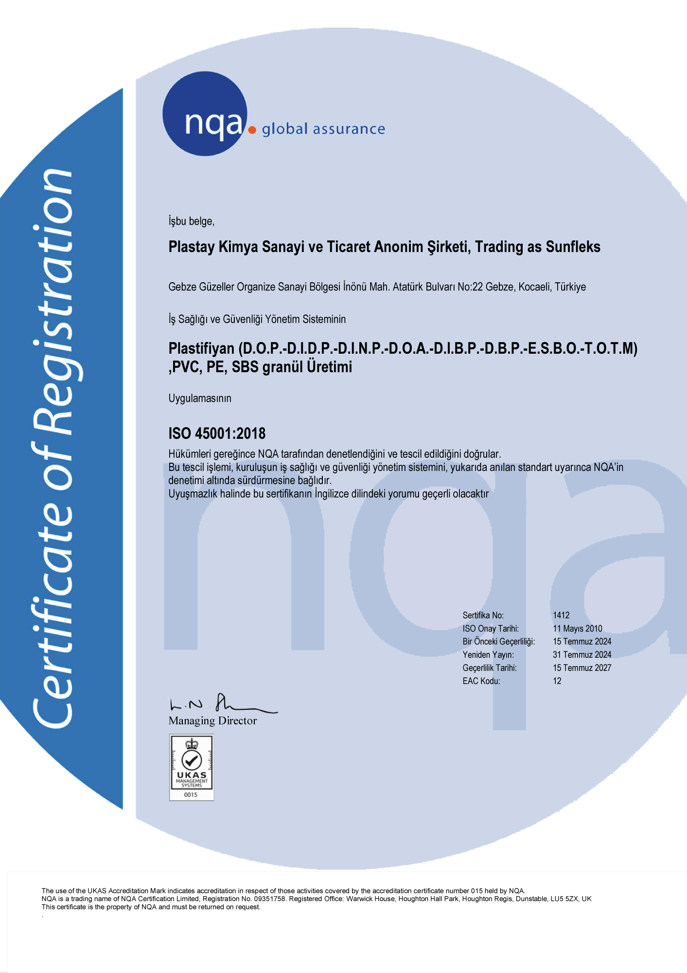 ISO 45001 - İş Sağlığı ve Güvenliği Yönetim Sistemi