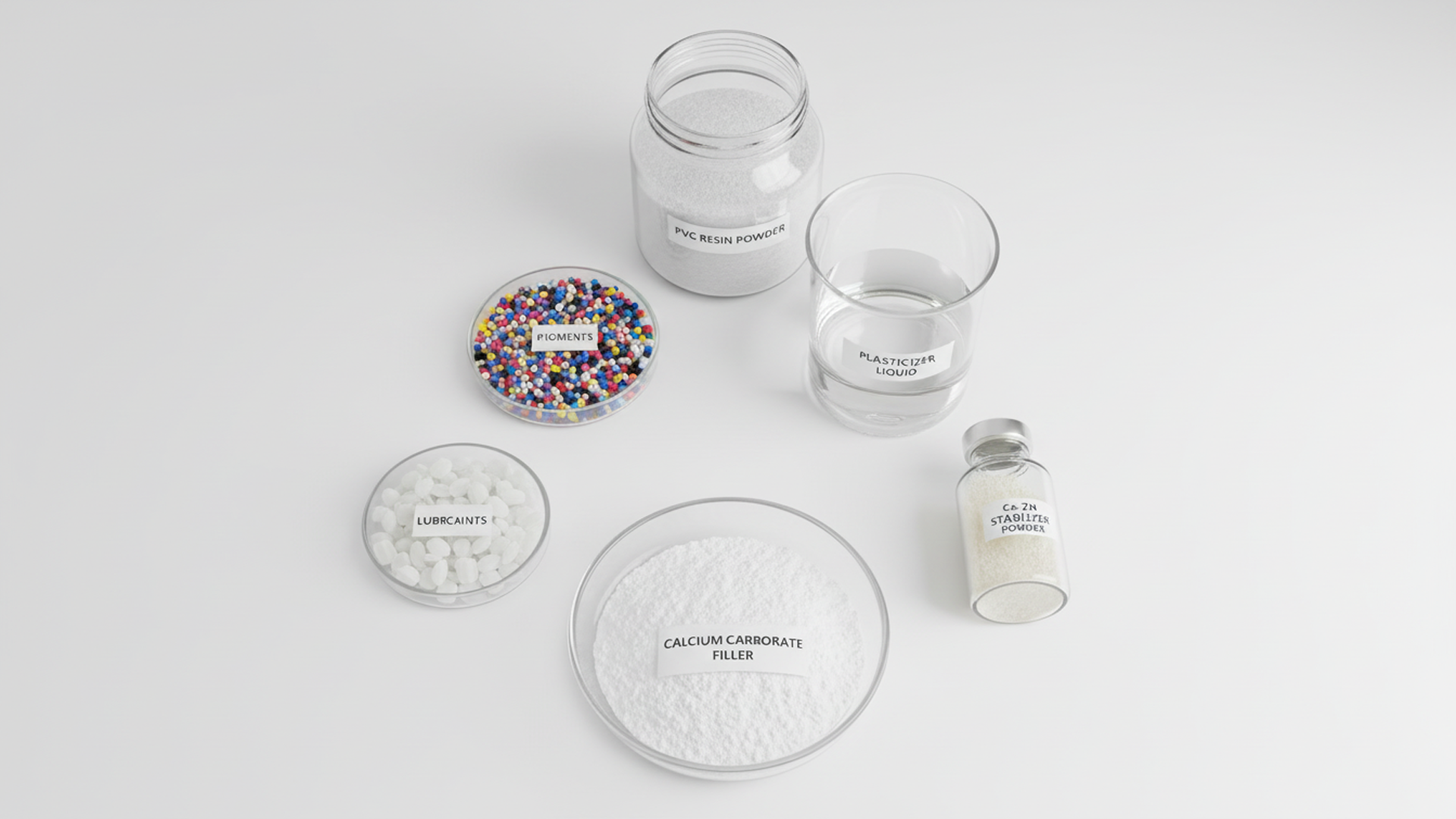 PVC kompound katkıları, PVC formülasyon bileşenleri, plastifiyan türleri, PVC stabilizatör seçimi, granül formülasyonu